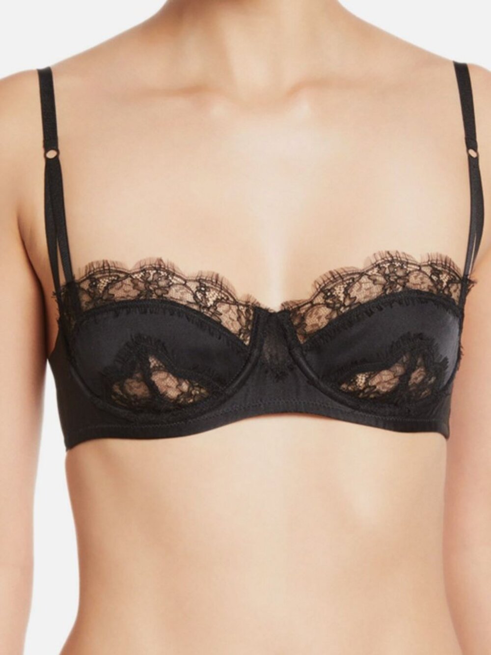 Kiki De Montparnasse Womens Black Sensuel Lace-Trim Underwire Balconette Bra 36C